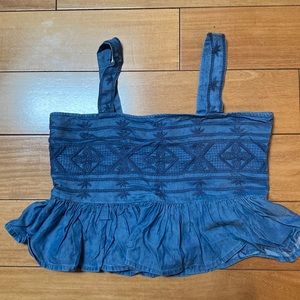 Embroidered Chambray Top